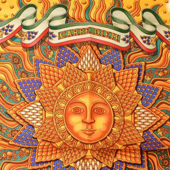 HERMES Yellow Silk Scarf - Picture 7 of 9